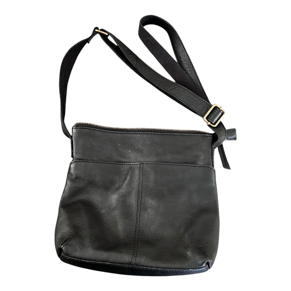 Fat Face‎ Womens Black Genuine Leather Crossbody Bag Purse Classic